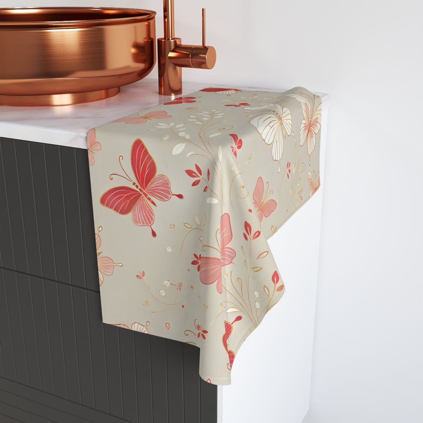 Hand Towel - Red Butterfly Delight Design