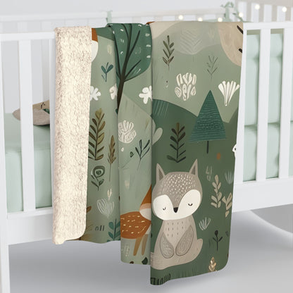 Sherpa Fleece Blanket Woodland Creatures