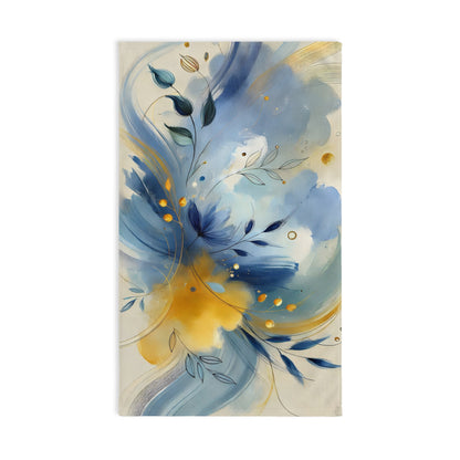 Hand Towel - Dreamy Abstract Brushstrokes in Blue and Yellow