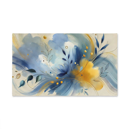 Hand Towel - Dreamy Abstract Brushstrokes in Blue and Yellow