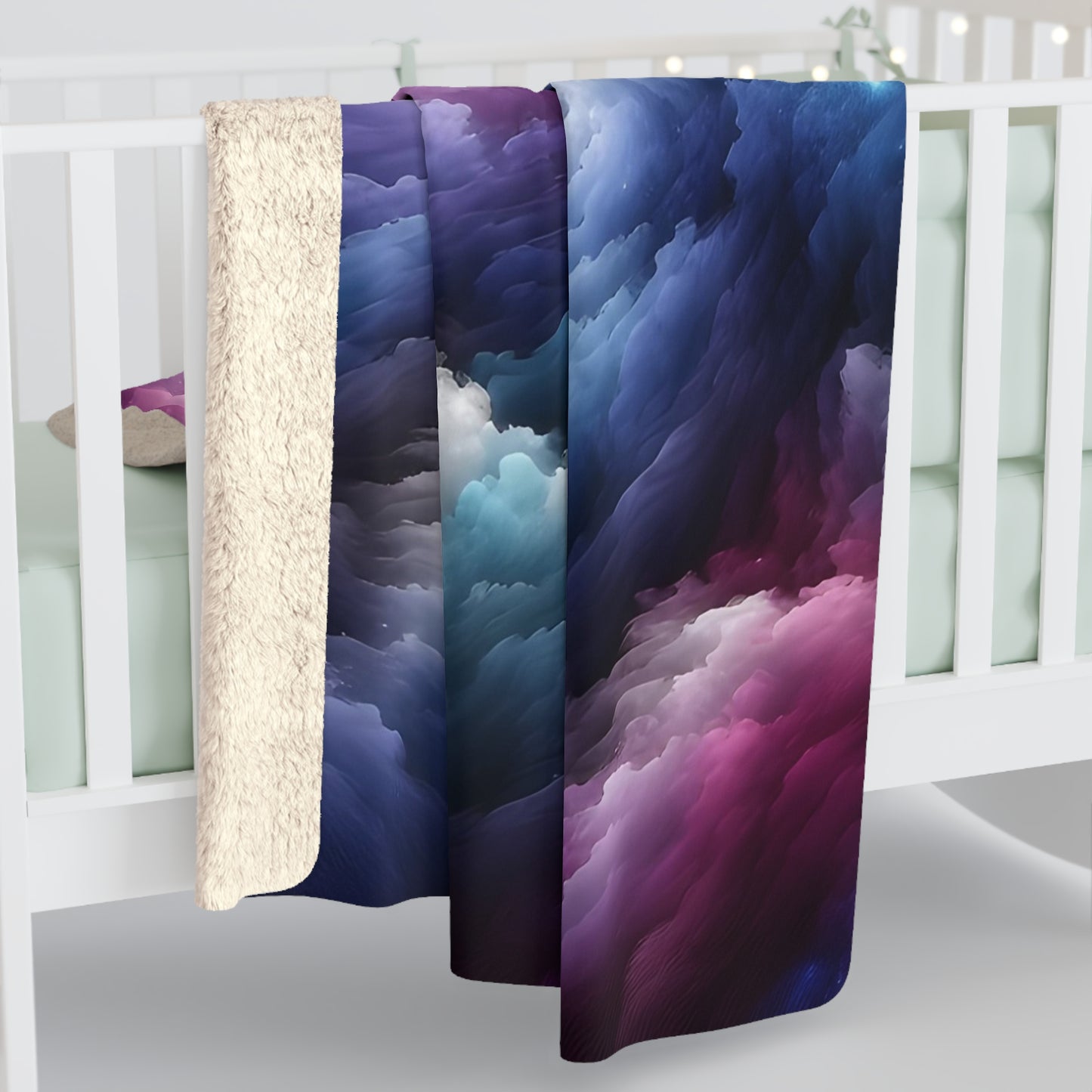 Sherpa Fleece Blanket - Cosmic Nebula Space Design