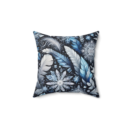 Square Pillow Winter Ice Crystal Design