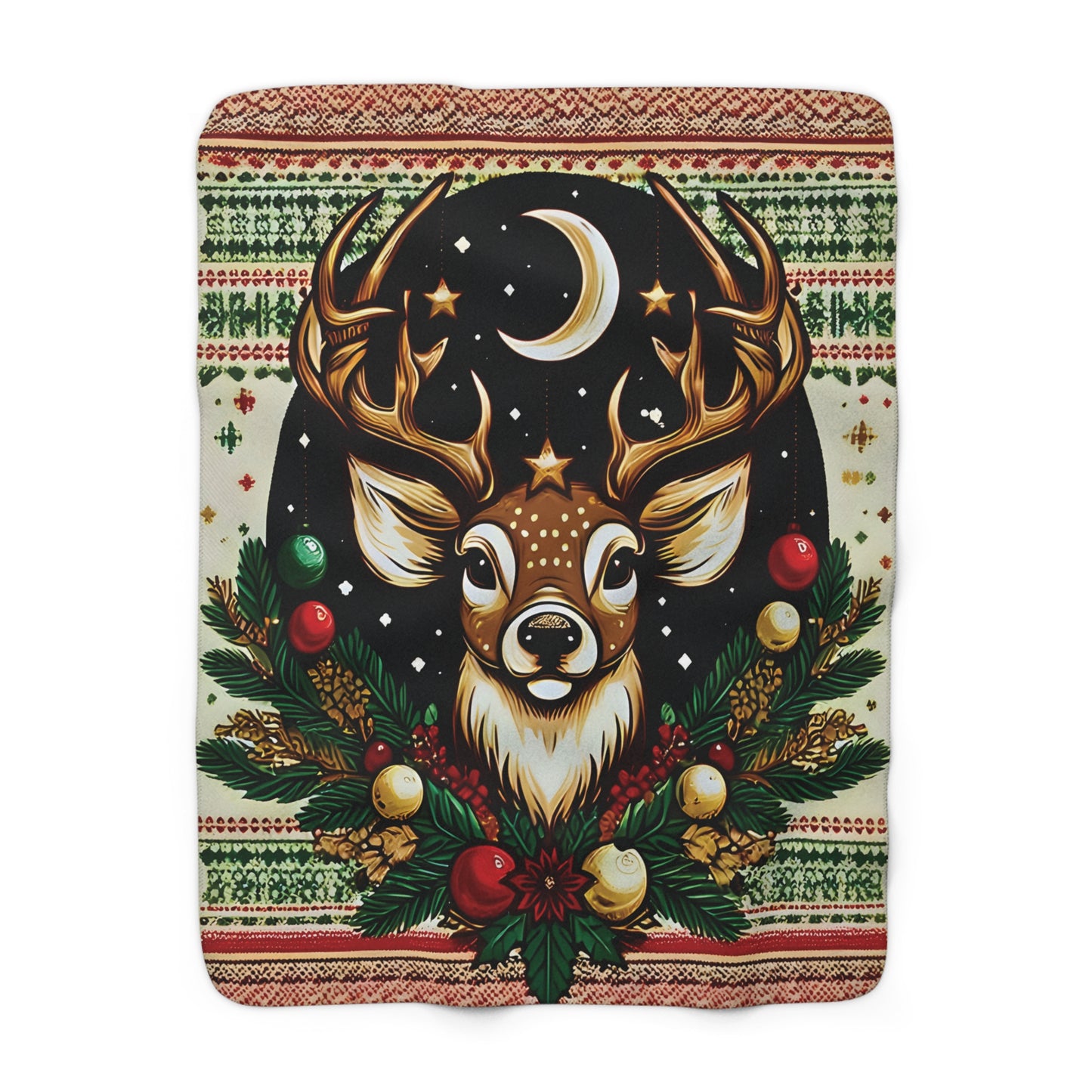 Sherpa Fleece Blanket - Reindeer Christmas Themed