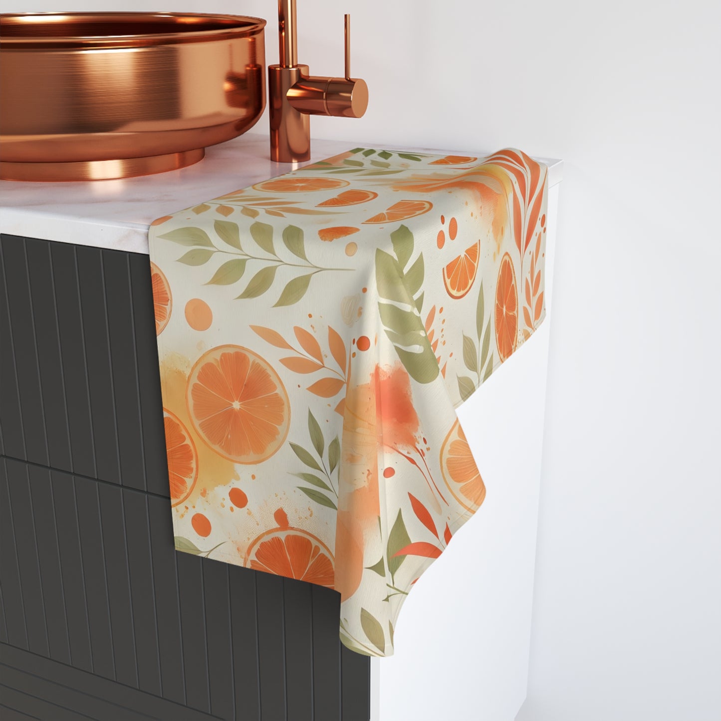 Hand Towel - Citrus Summer Orange Abstract Design