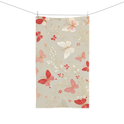 Hand Towel - Red Butterfly Delight Design