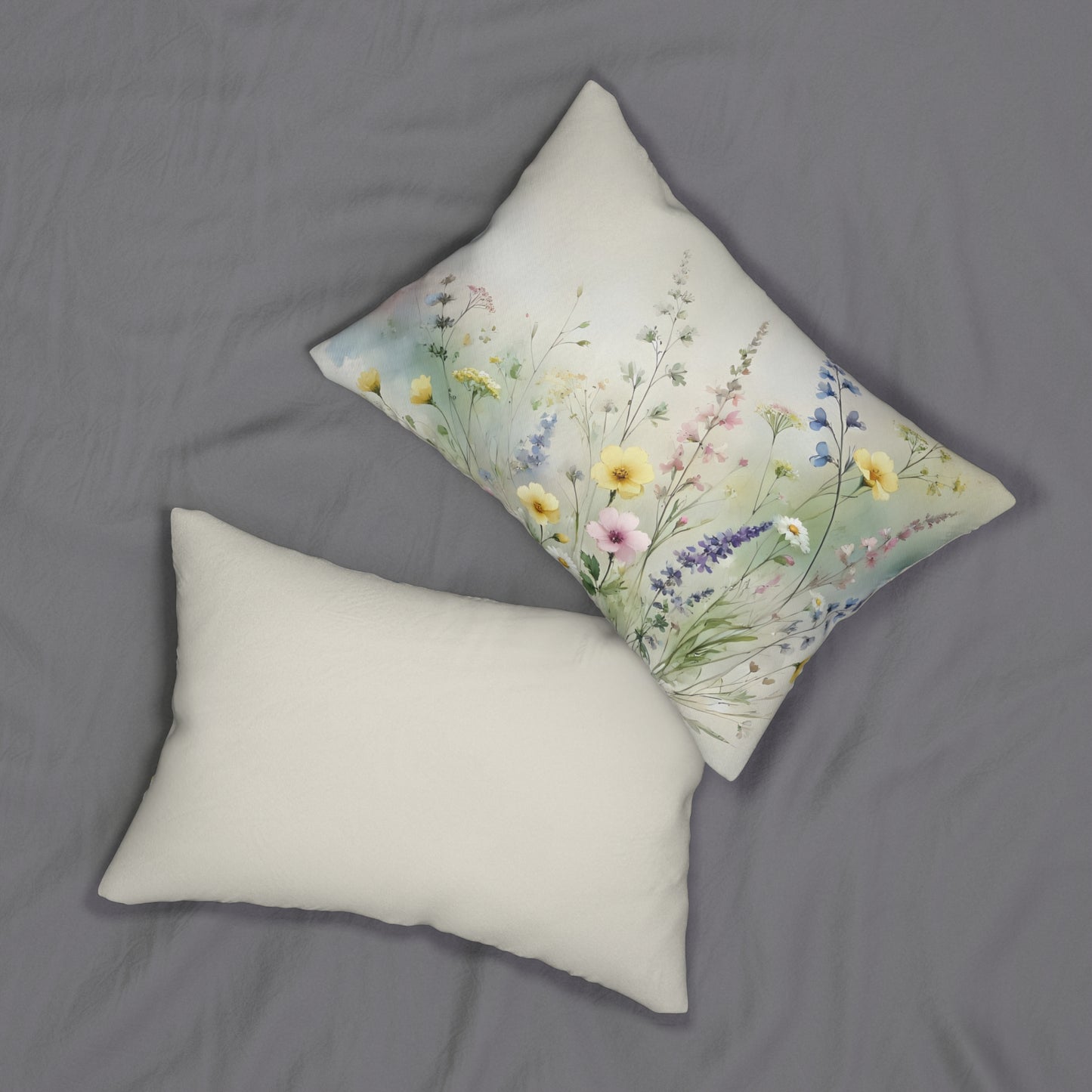 Lumbar Pillow - Wildflower Meadow Watercolor Design