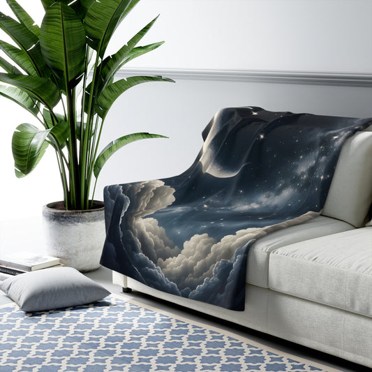 Sherpa Fleece Blanket - Starry Night Sky Design