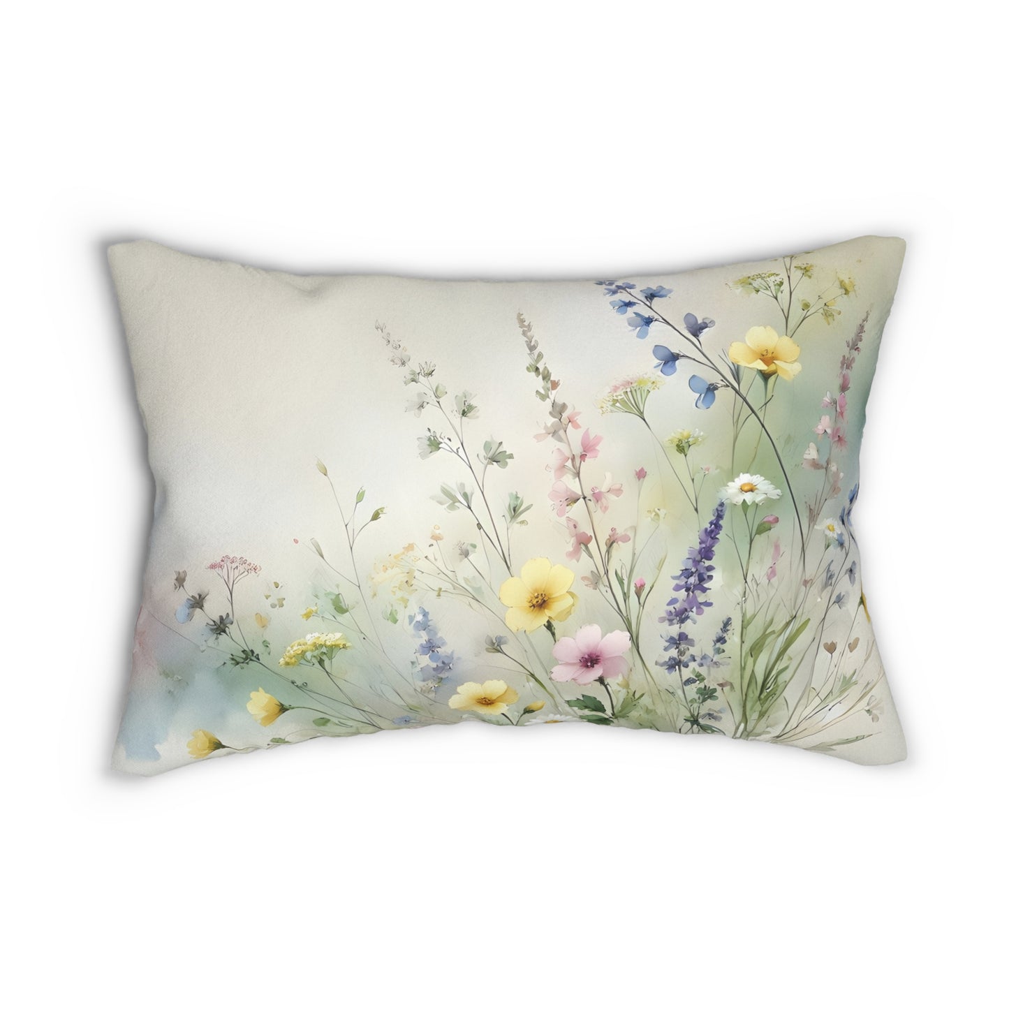 Lumbar Pillow - Wildflower Meadow Watercolor Design