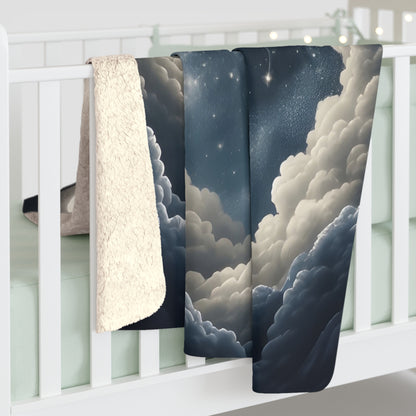 Sherpa Fleece Blanket - Starry Night Sky Design