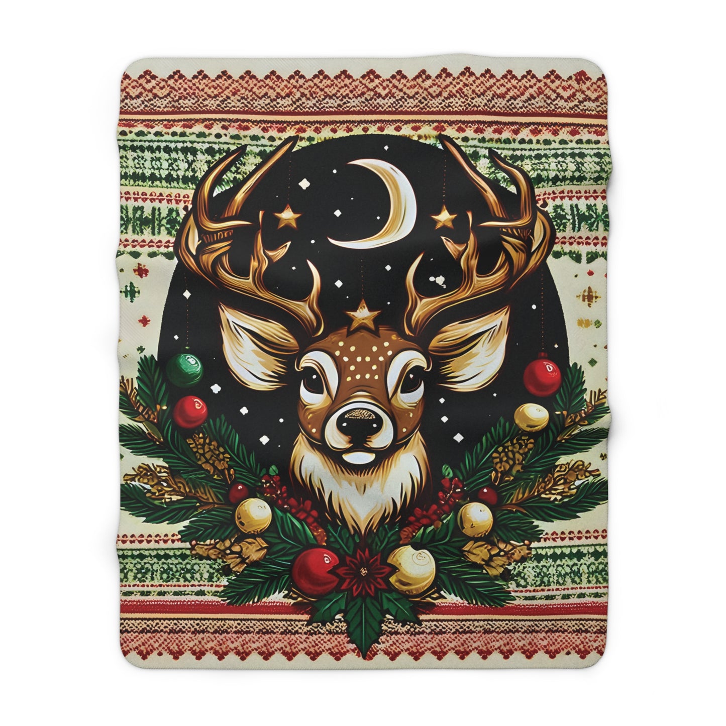 Sherpa Fleece Blanket - Reindeer Christmas Themed