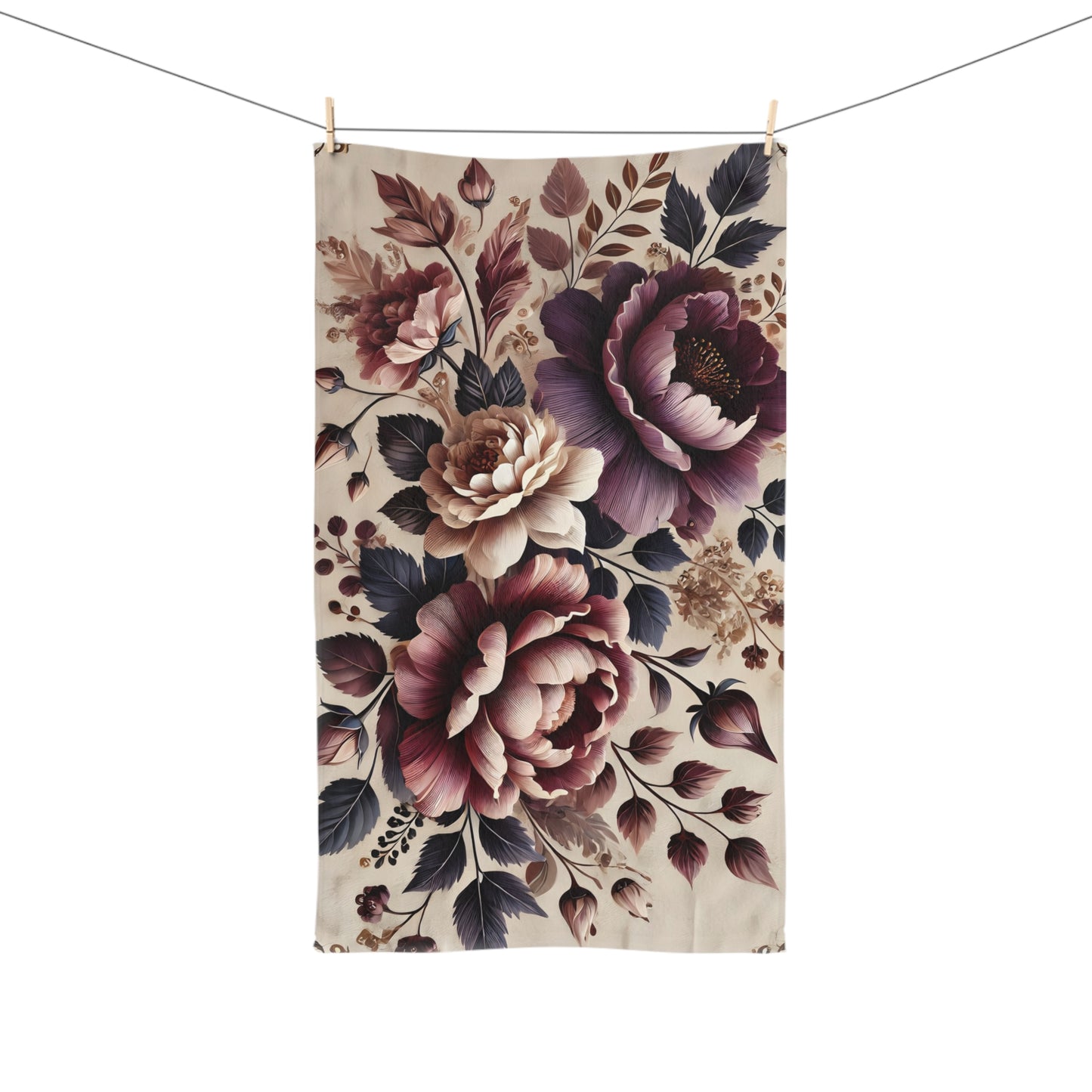 Floral Hand Towel with Luxurious Blooms