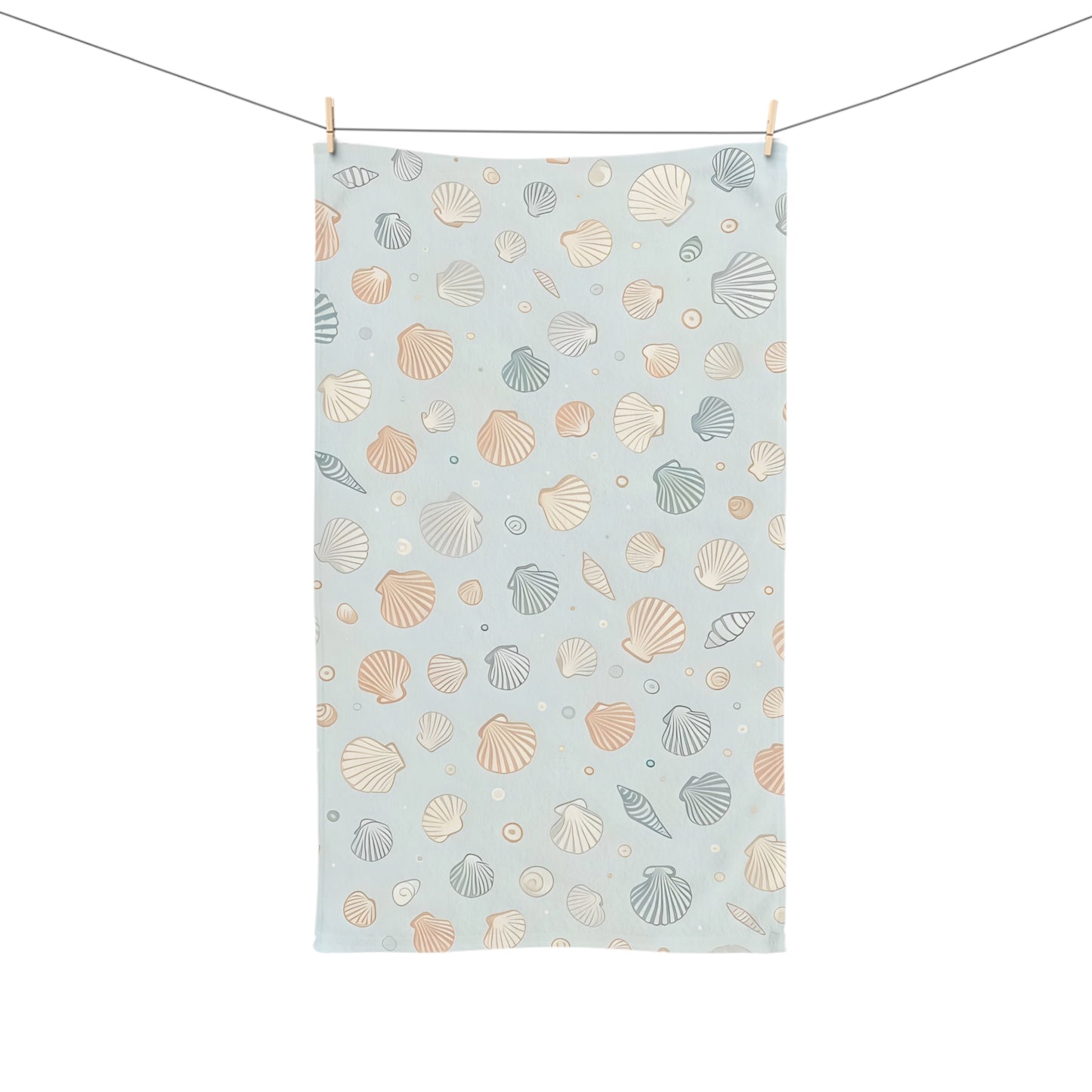 Hand Towel Seashell Delicate Pattern in Soft Neutrals and Pastels