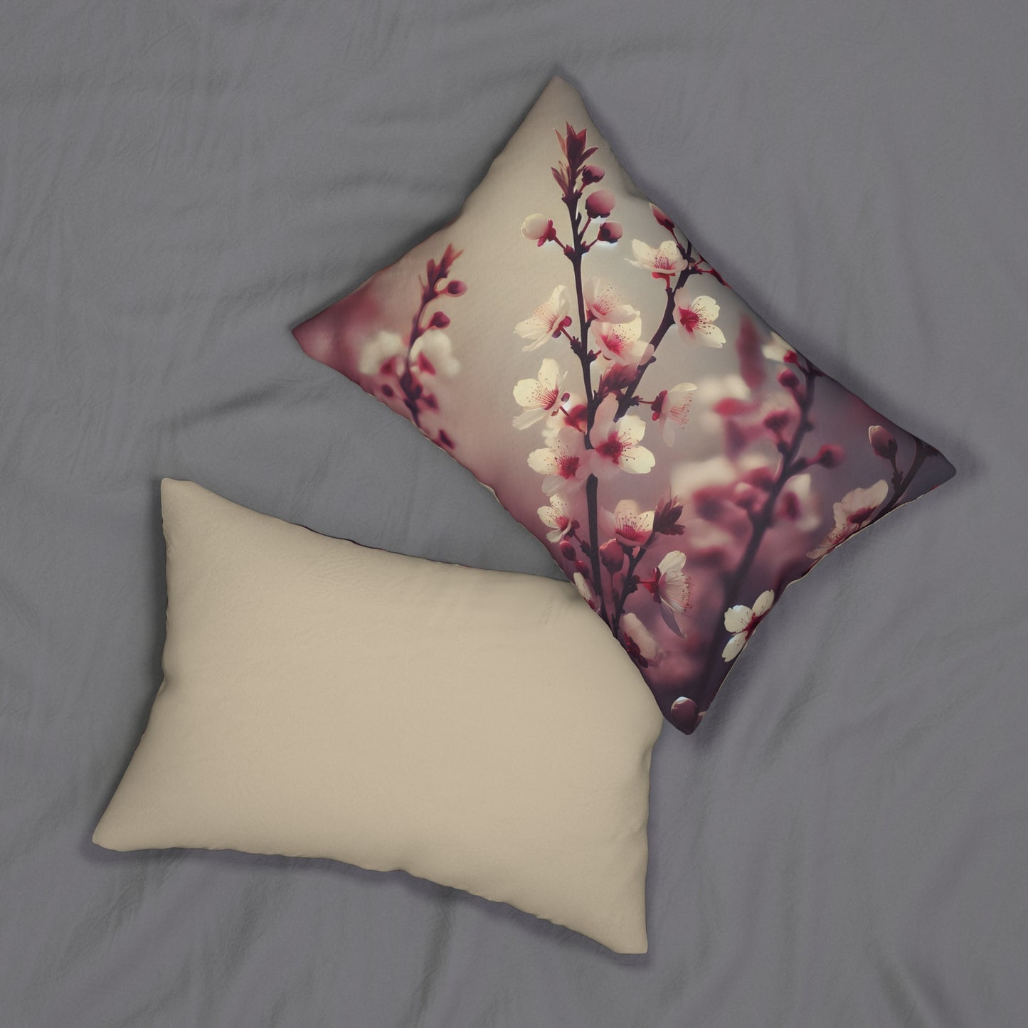 Lumbar Pillow - Delicate Pink and White Blossoms