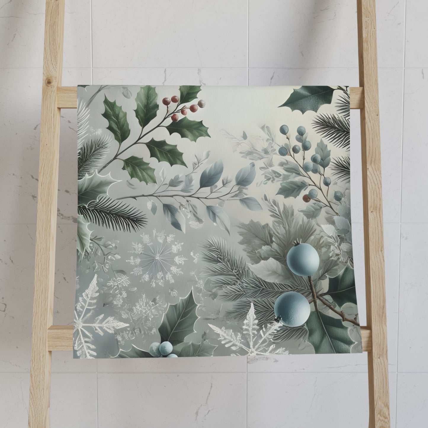 Hand Towel - Winter Evergreen and Holly Design