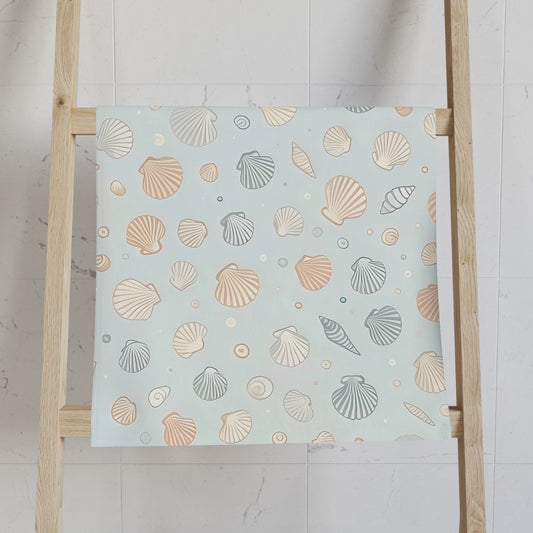 Hand Towel Seashell Delicate Pattern in Soft Neutrals and Pastels