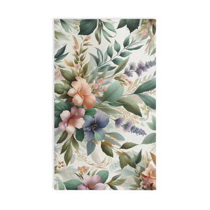 Hand Towel - Botanical Lavender Peach Mint Floral Design with Gold Accents