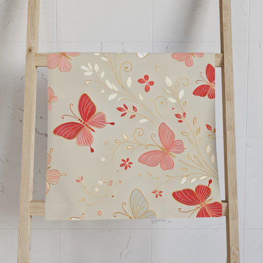 Hand Towel - Red Butterfly Delight Design