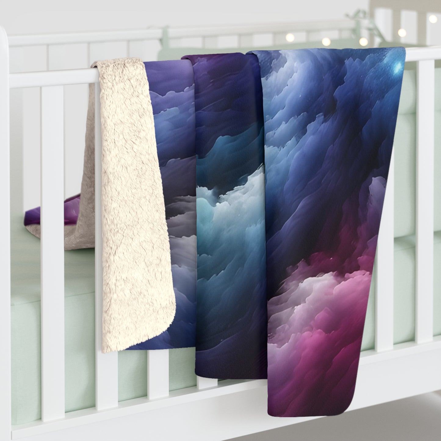 Sherpa Fleece Blanket - Cosmic Nebula Space Design