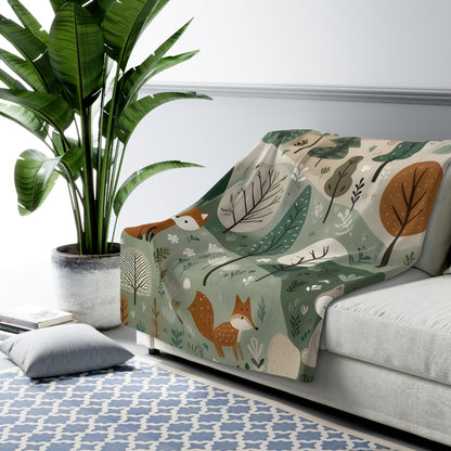 Sherpa Fleece Blanket Woodland Creatures