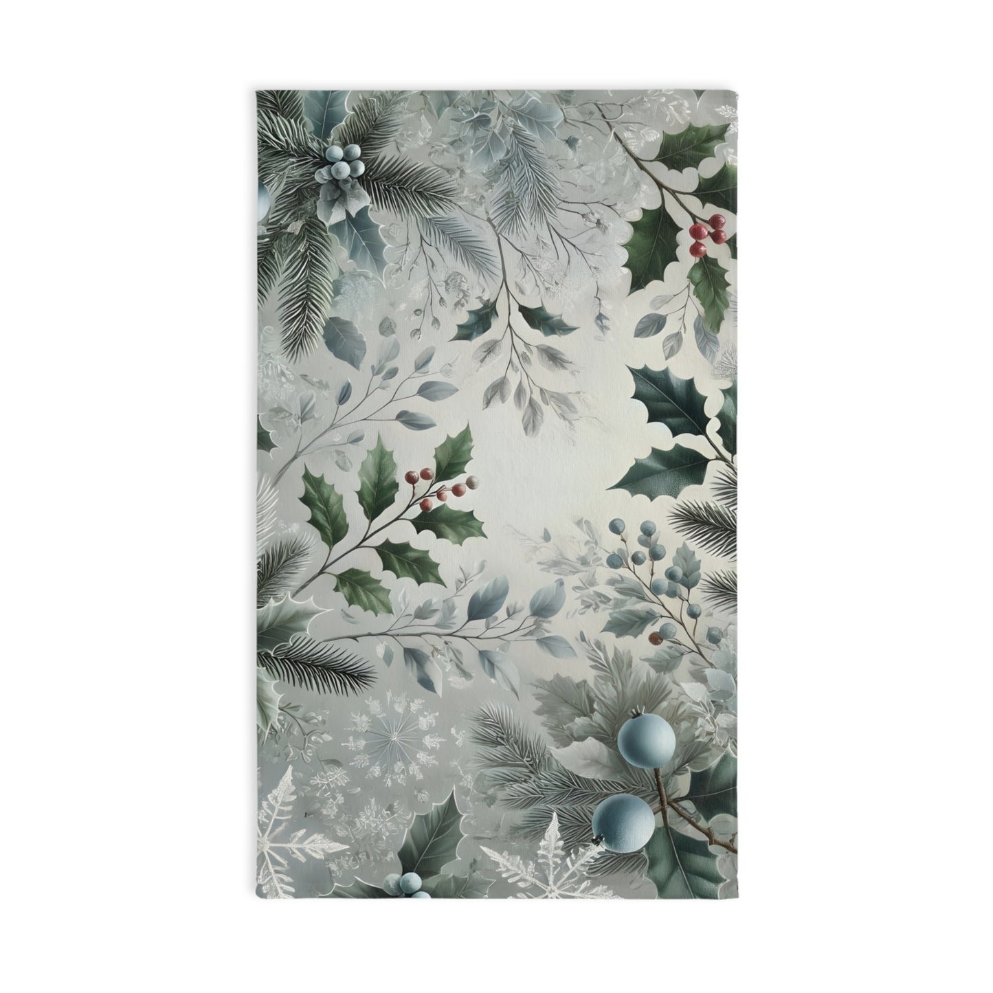 Hand Towel - Winter Evergreen and Holly Design